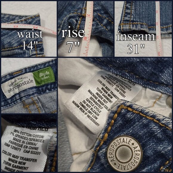Aeropostale ✦ Bayla Skinny Jeans ✦ Medium Wash Stretch Denim Y2k Vibes Size 1–2 - Picture 8 of 11